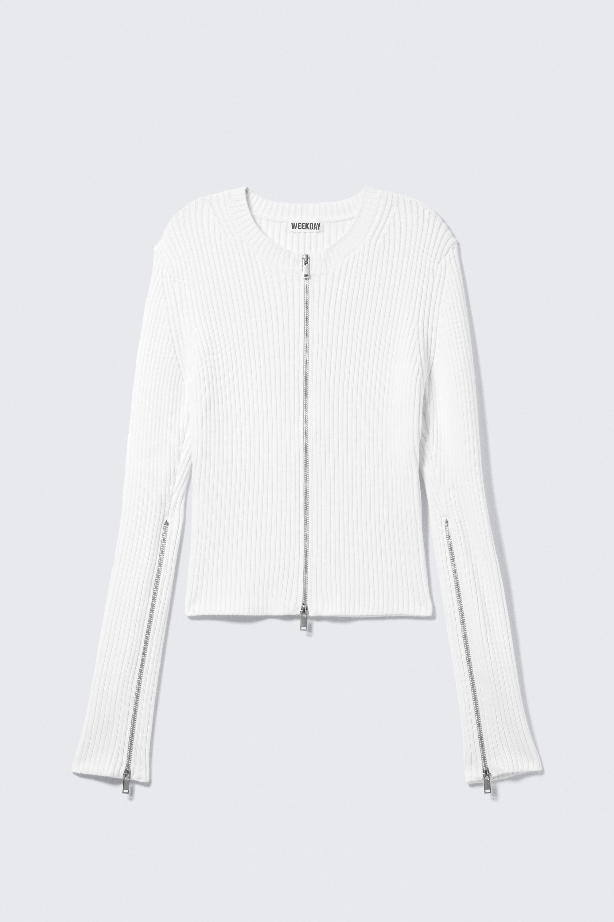 Off-white - Ribbed Fitted Zip Cardigan - 1