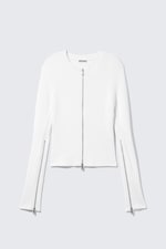 Off-white - Ribbed Fitted Zip Cardigan - 4
