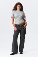 Grey Melange - DRAPED FITTED T-SHIRT - 1