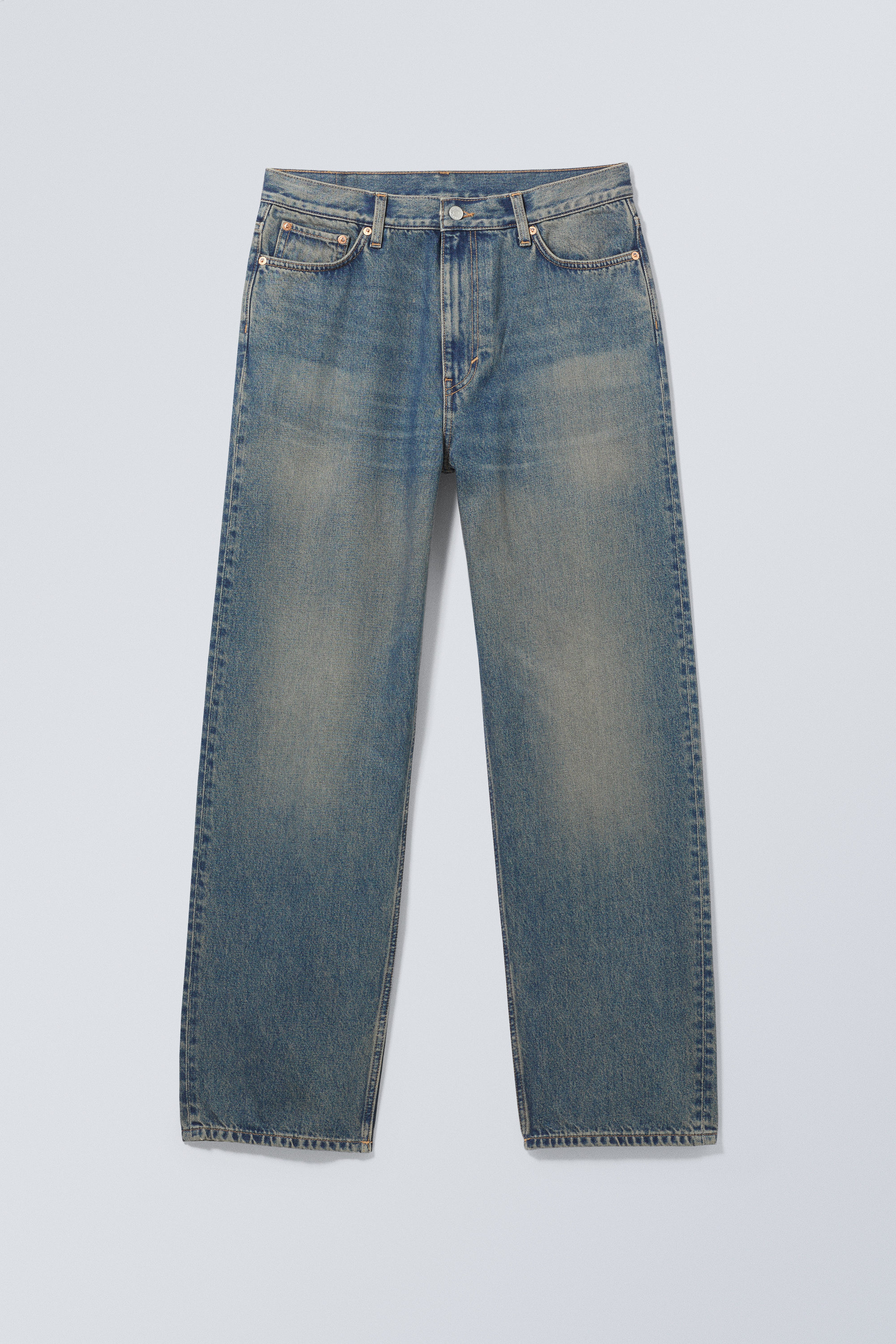 galaxy mid rise loose straight jeans - Steel Blue - Medium Blue