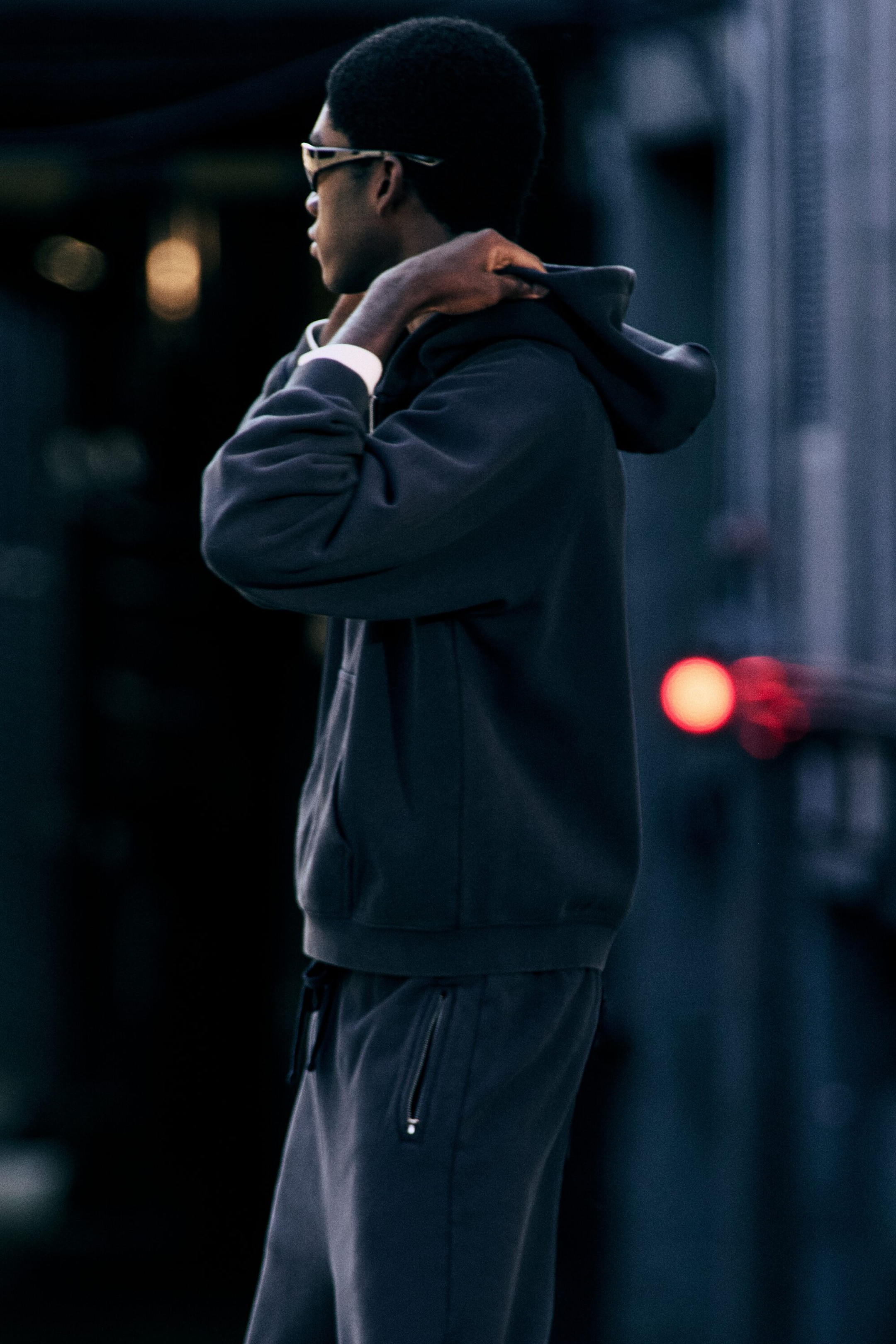 Washed Dark Blue - Relaxed Raglan Zip Hoodie - 2