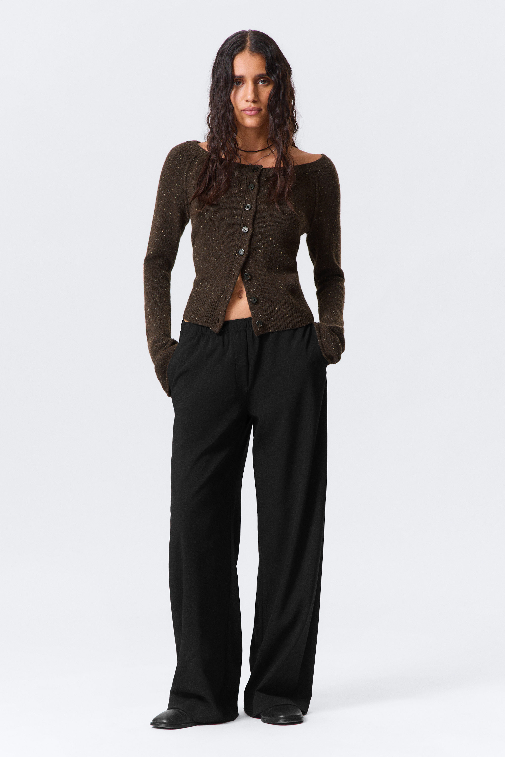 Zwart - Wijde pantalon met elastische taille - 1