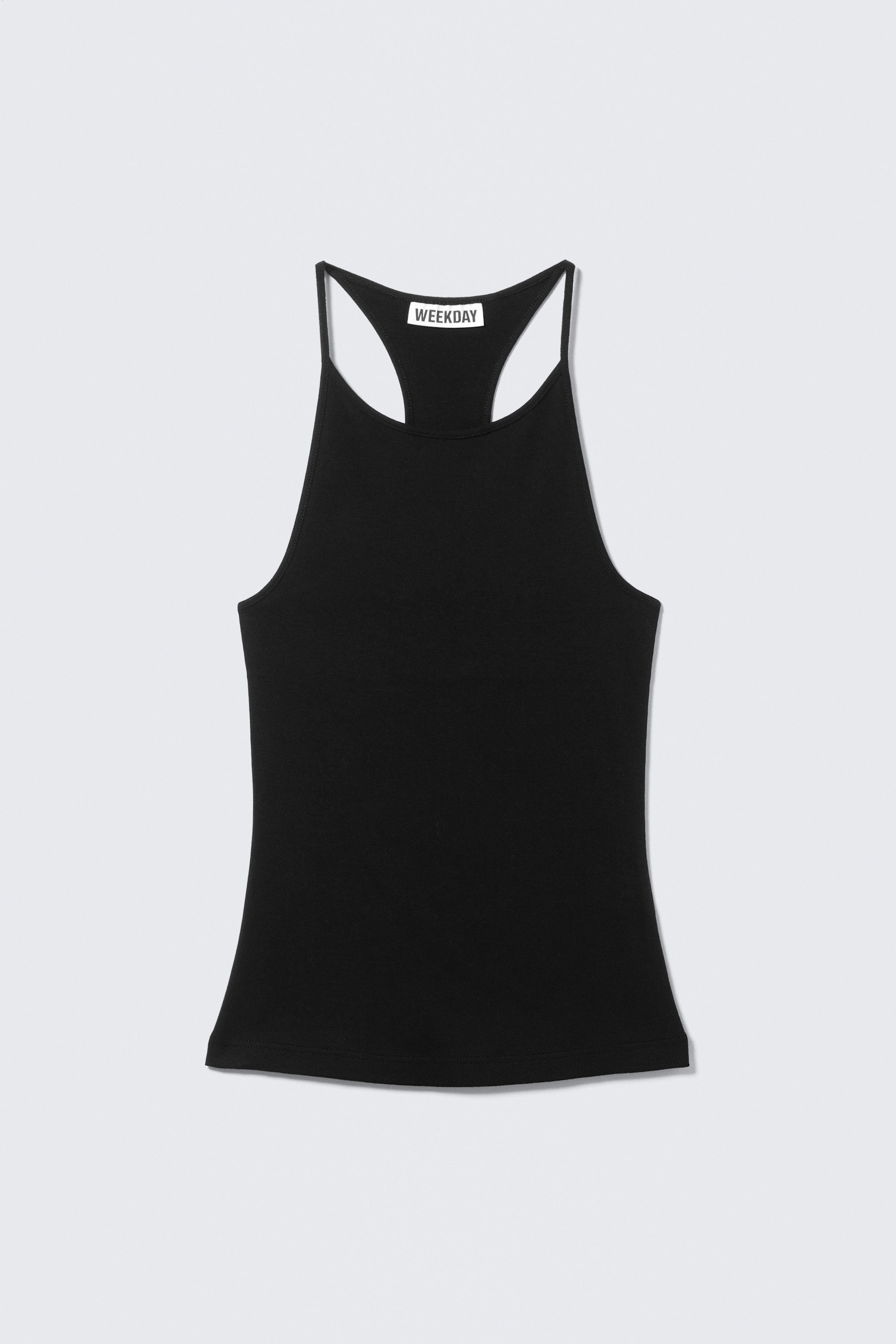 Schwarz - Schmal geschnittenes Racerback-Tanktop - 3