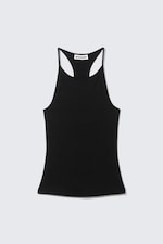Schwarz - Schmal geschnittenes Racerback-Tanktop - 3