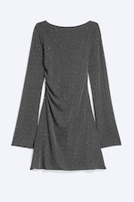 Dunkelgrau - Strass-Minikleid mit offenem Rücken - 3