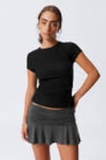 Black - Slim Fit Ribbed Cotton T-shirt - 0