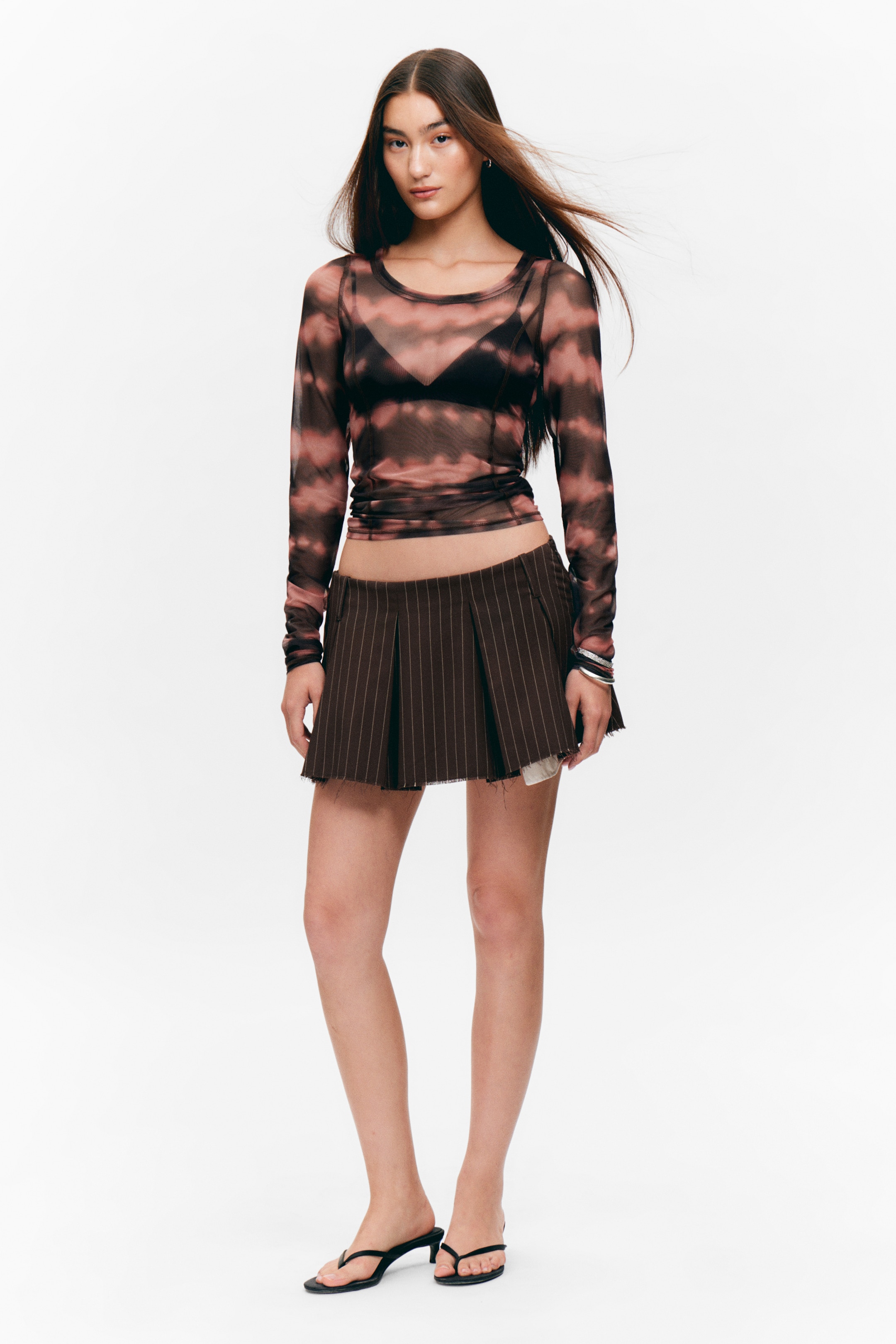 Grösseres Bild ansehen: Langärmeliges Mesh-Top - Rosa Farbverläufe - DAMEN | H&M CH 1
