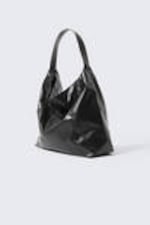 Black - Square Faux Leather Shoulder Bag - 2