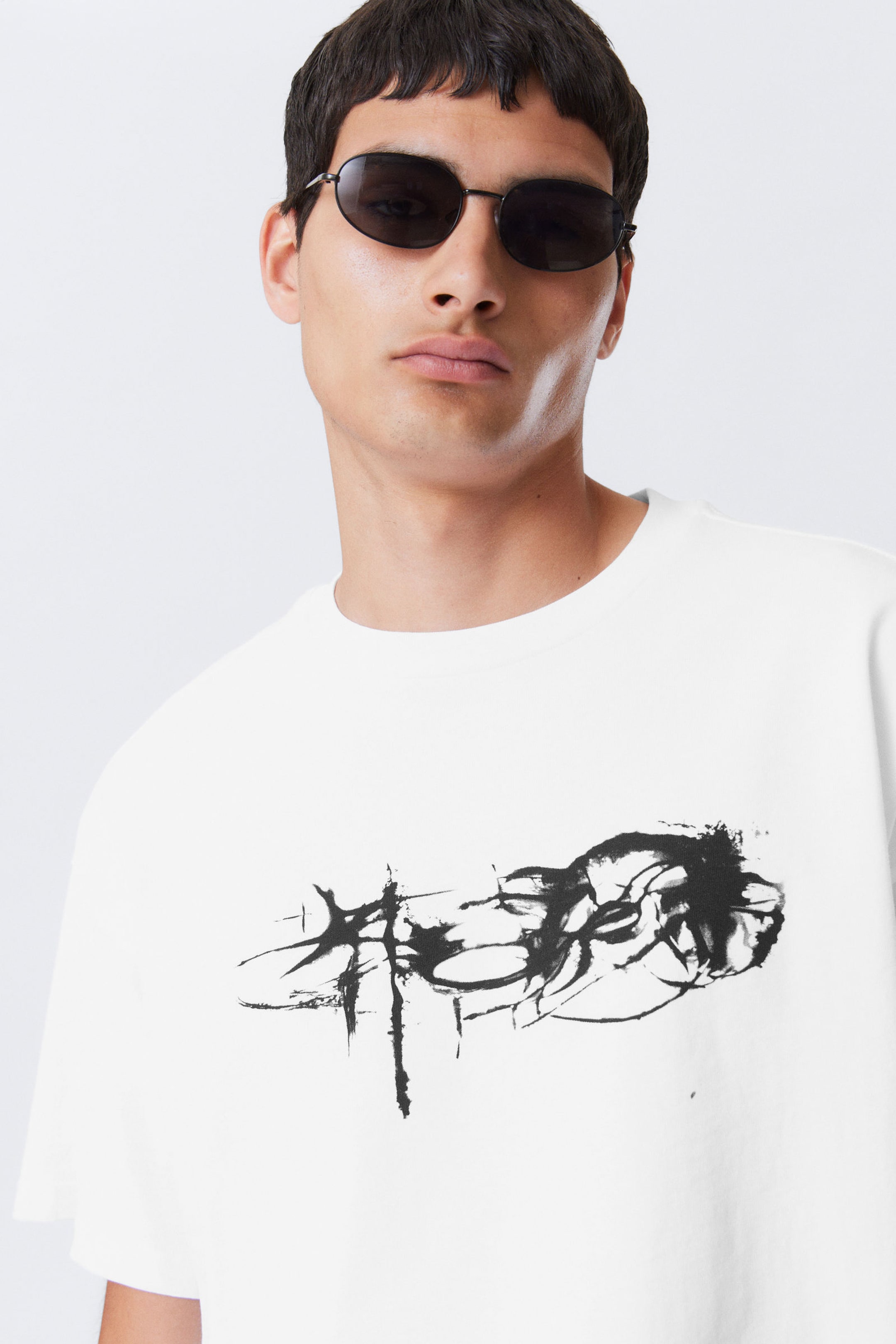 Weiß - Interstellar - Bedrucktes kastiges T-Shirt - 2