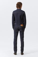 Blue Rinse - Dark Blue - Fitted Denim Trucker Jacket - 5