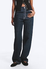 Blue Rinse - Dark Blue - Rail Mid Rise Loose Wide Jeans - 1