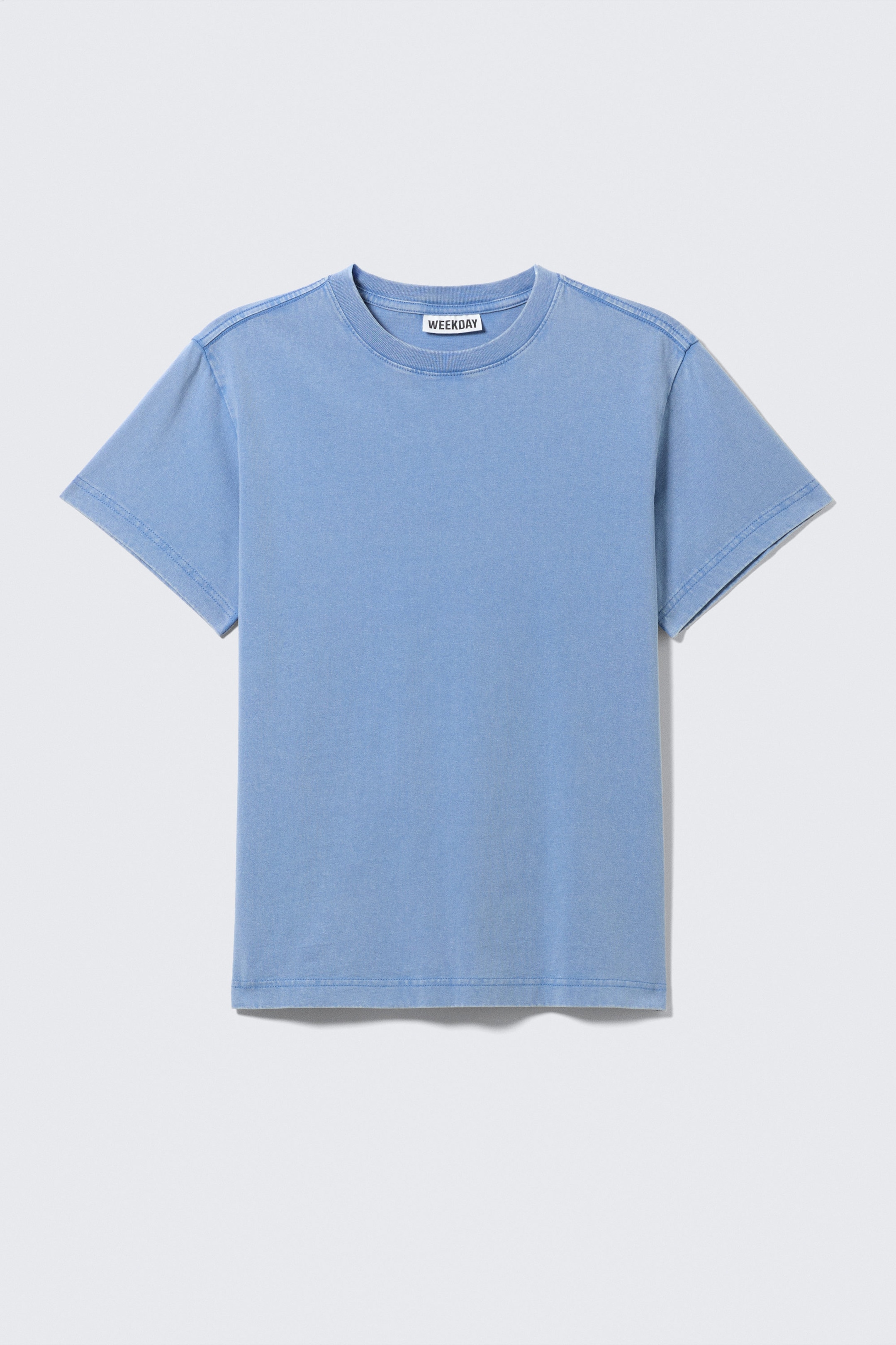 Blue - Shrunken Short-Sleeved Cotton T-shirt - 4