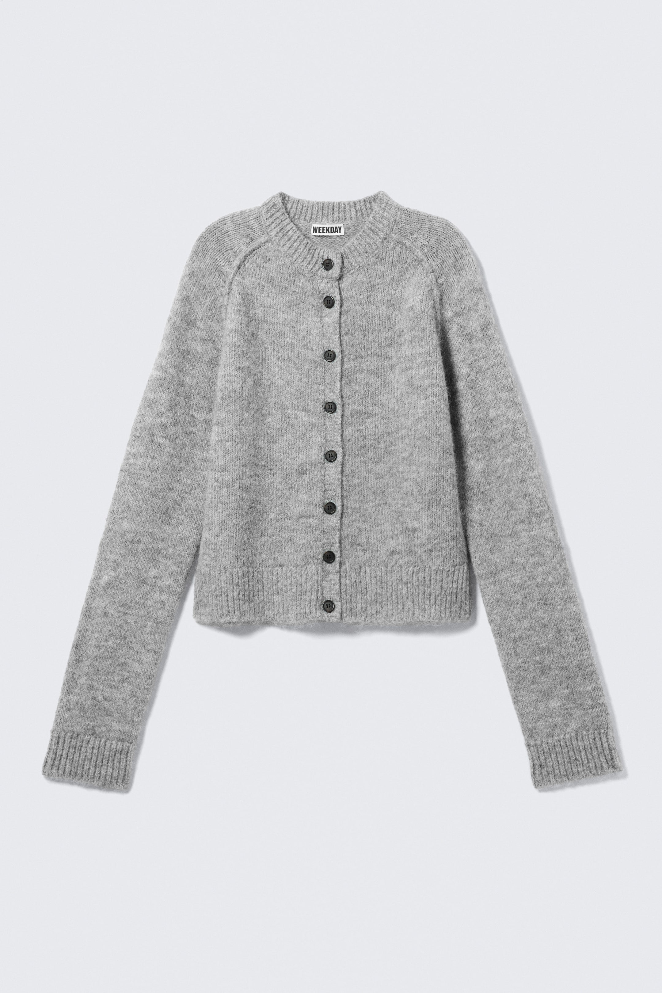 Gris chiné - Cardigan ajusté doux en laine mélangée - 5