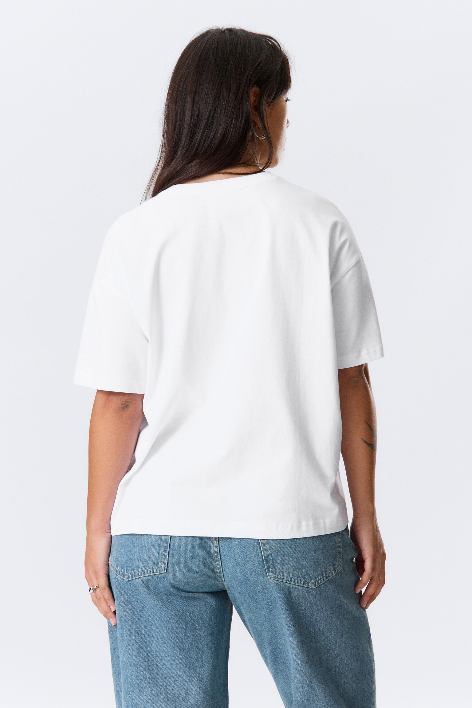 Relaxtes Boxy-T-Shirt aus Baumwolle - Weiß/Dunkelgrau/Weiß gestreift/Schwarz - 3