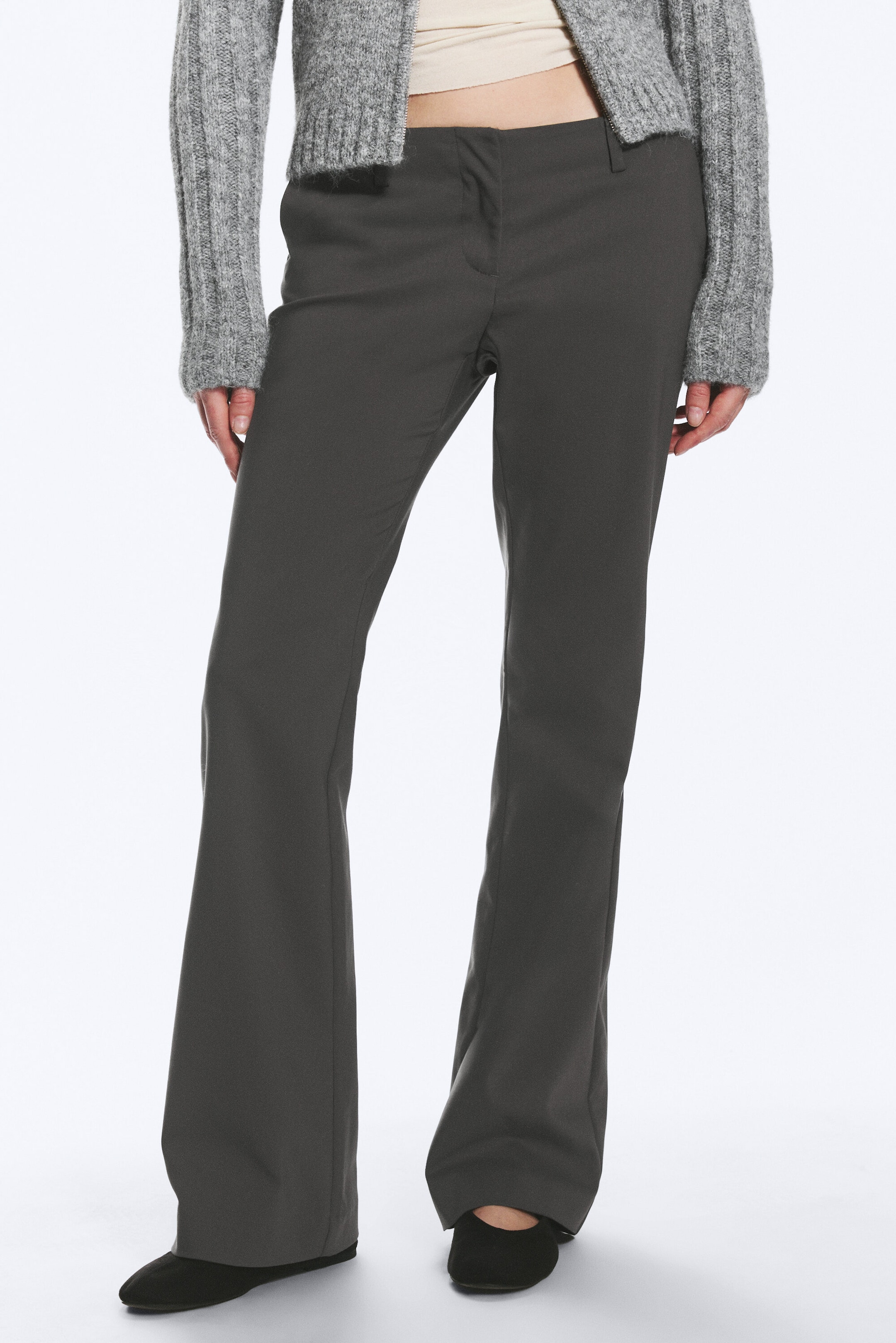 Dark Grey - Low waist Bootcut suiting trousers - 1