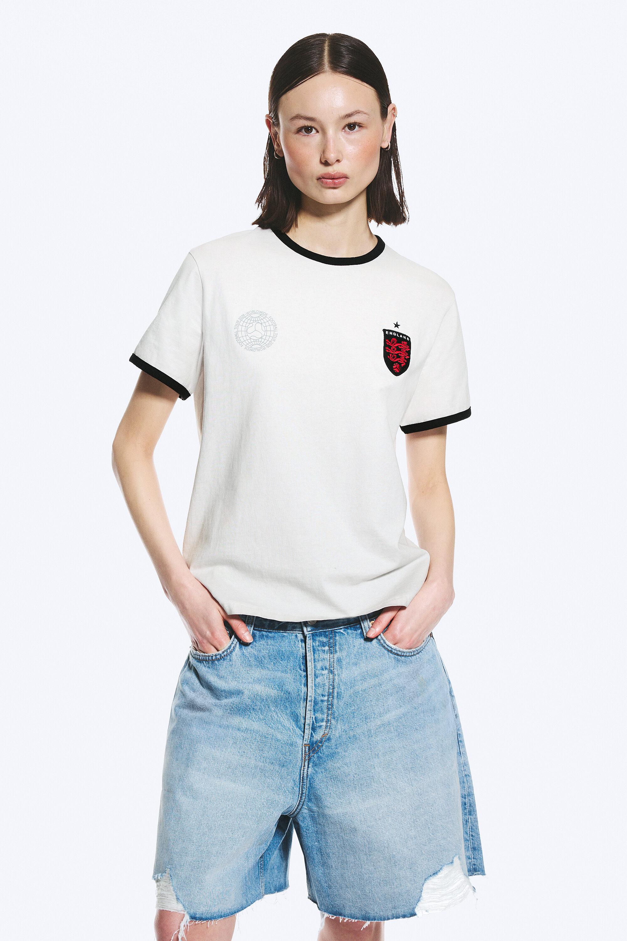 toffs slim fit football tee - White | Weekday EU