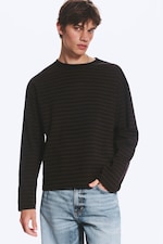 Striped Dark Brown - Loose Boxy Long-Sleeved T-shirt - 0