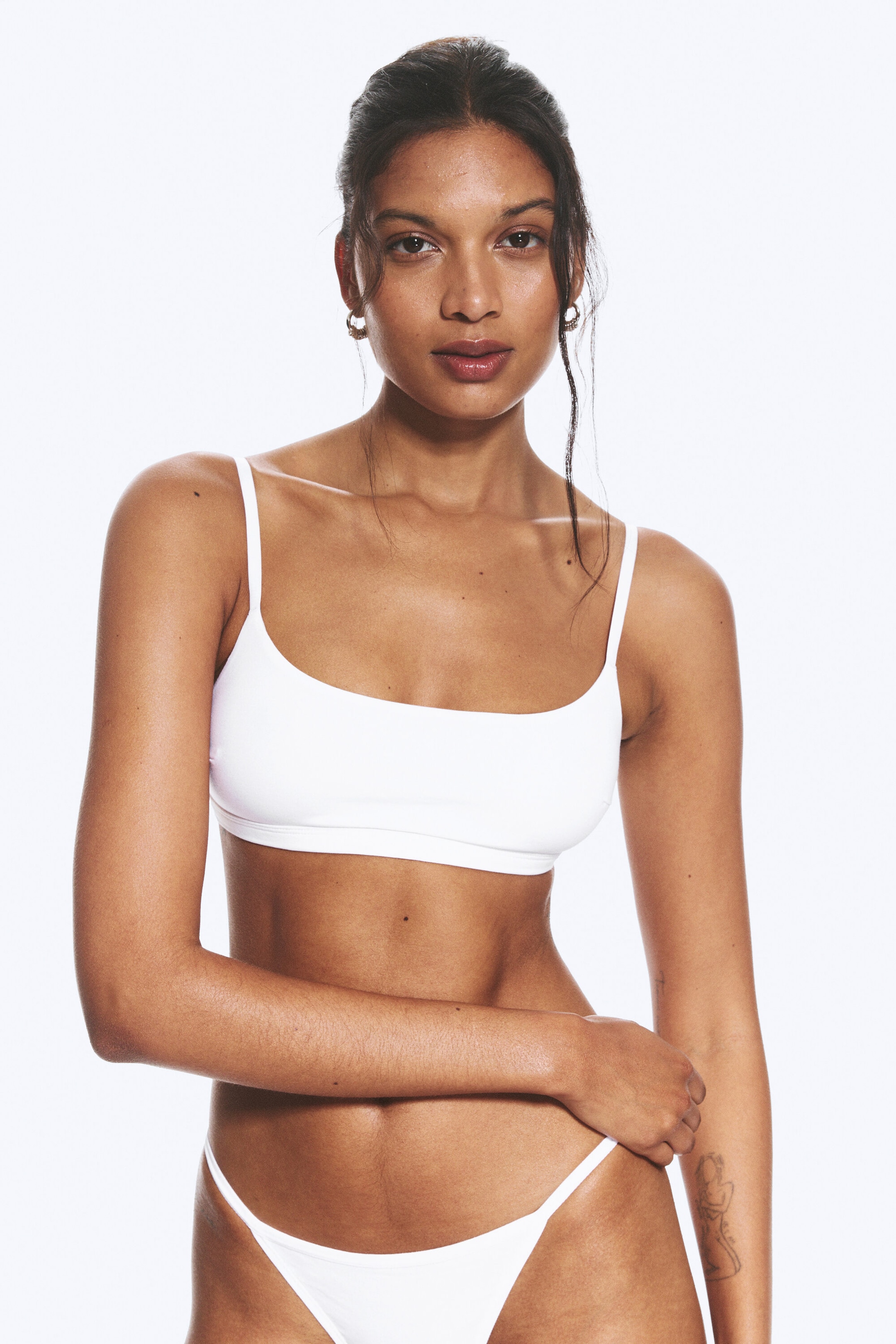 Vit - Bh i mjuk bomull med djup urringning - 1