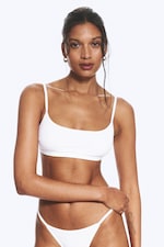 Vit - Bh i mjuk bomull med djup urringning - 0