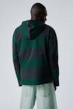 Dark Blue & Dark Green Stripes - Striped Loose Fit Rugby Hoodie - 2