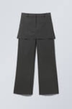 Dark Grey Melange - Suiting Skirt Trousers - 0