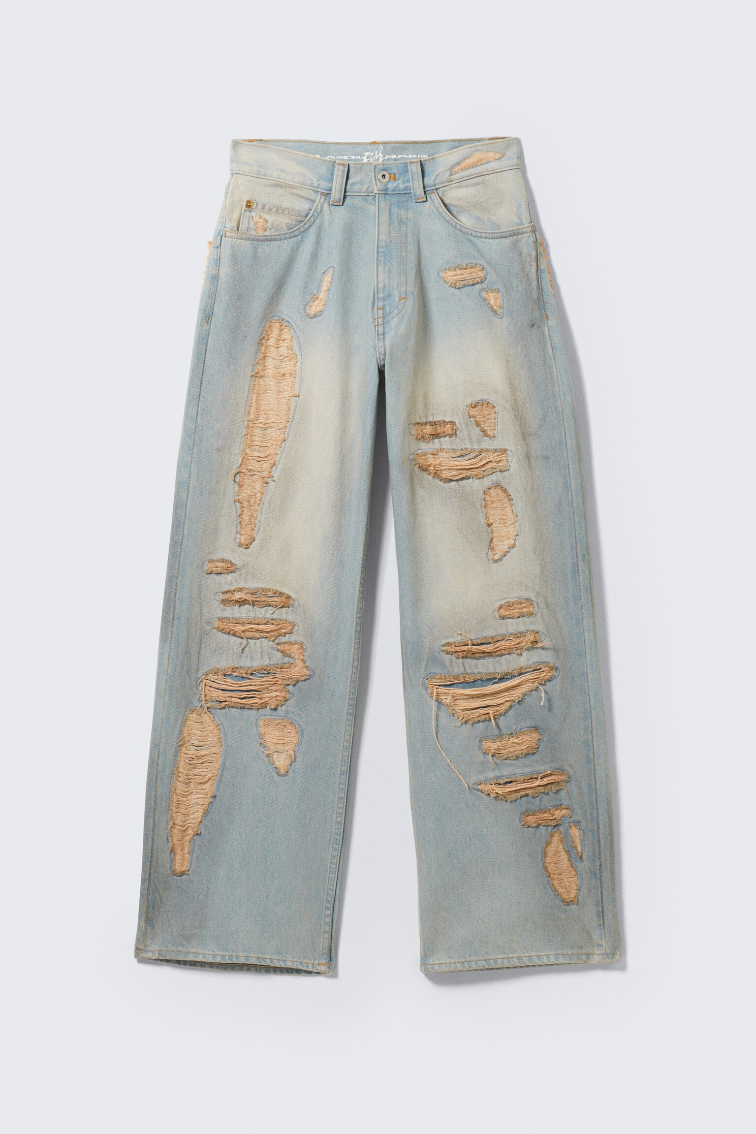 Jeans unisex CM x LB Looser con strappi rosa - Azzurro – Strappi rosa