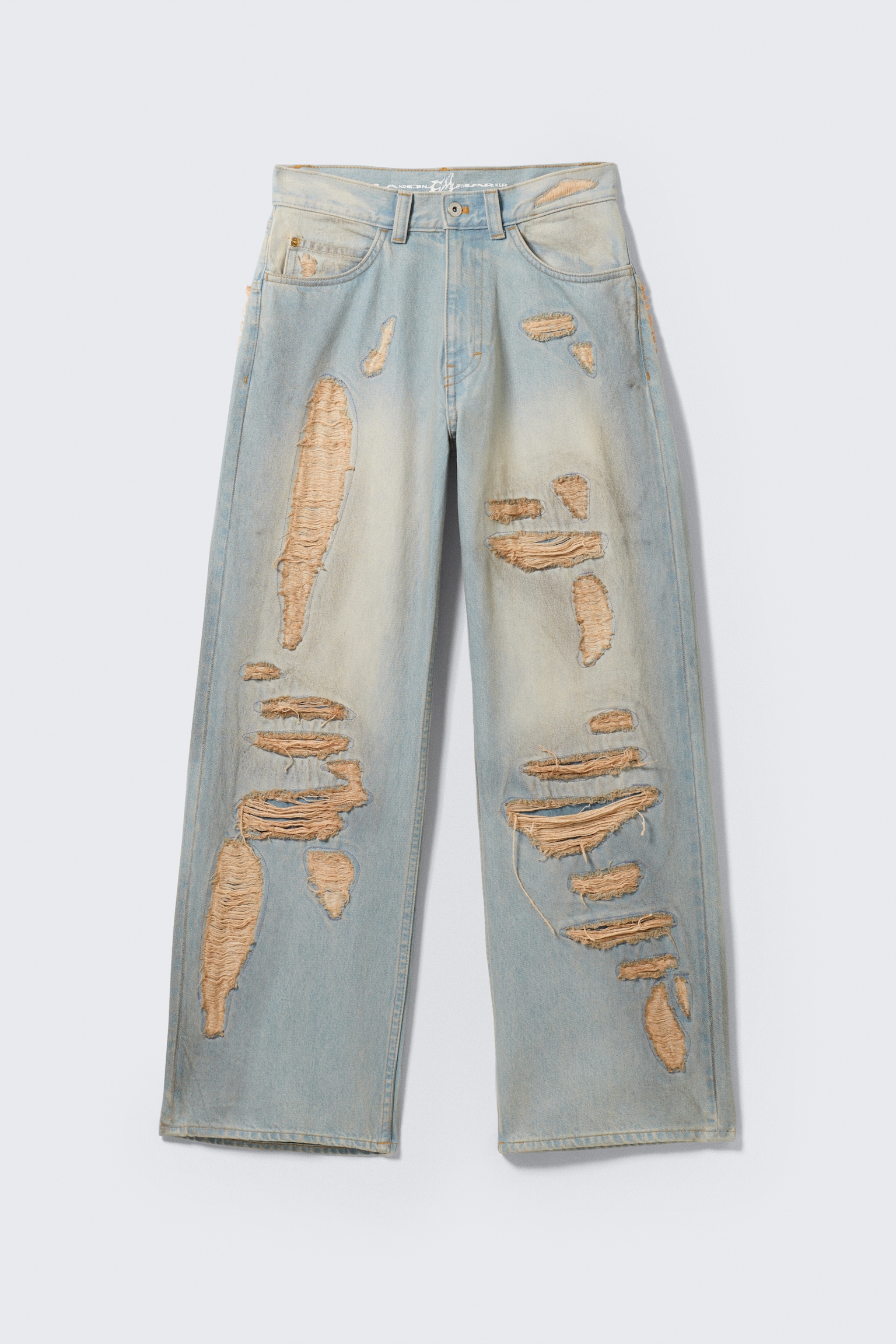 CM x LB Looser Pink Rip Unisex Jeans - Light Blue - Pink Rip