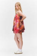 Red & Orange - Calypso Flower - Sleeveless Balloon Mini Dress - 2