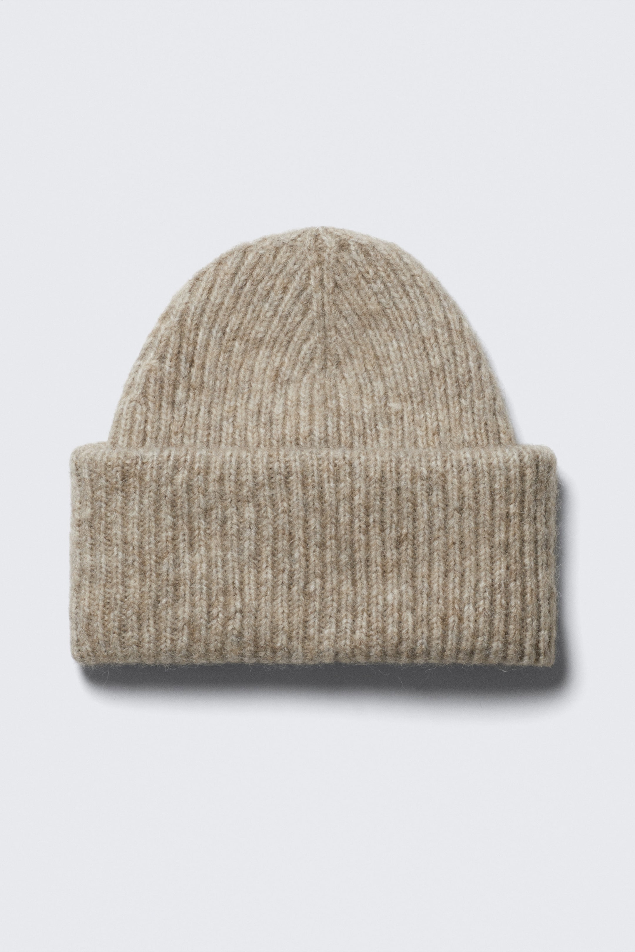 Beige - Umgeschlagener Beanie aus Rippstrick