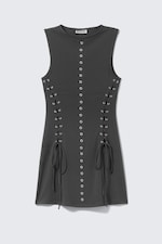 Gris foncé - Mini robe avec laçage et œillets - 0