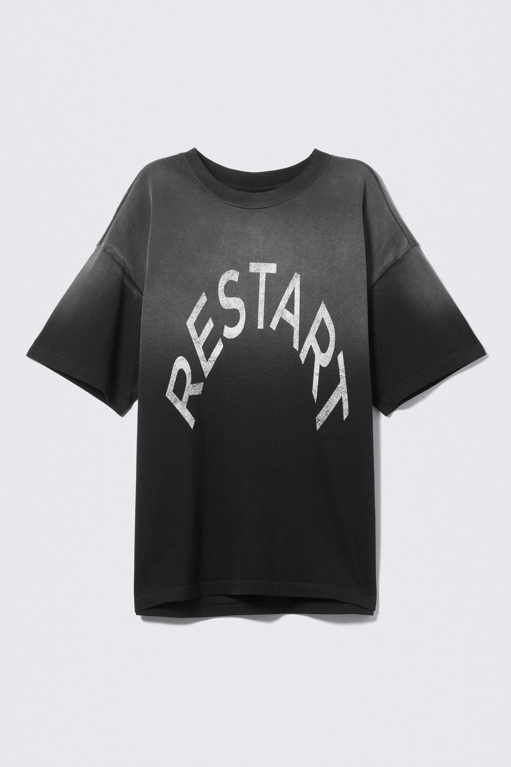 Black - Restart - Great Boxy Printed Graphic Tee - 3