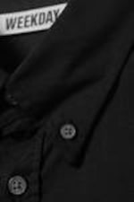 Black - Oversized Draped Boxy Short-Sleeved Shirt - 5