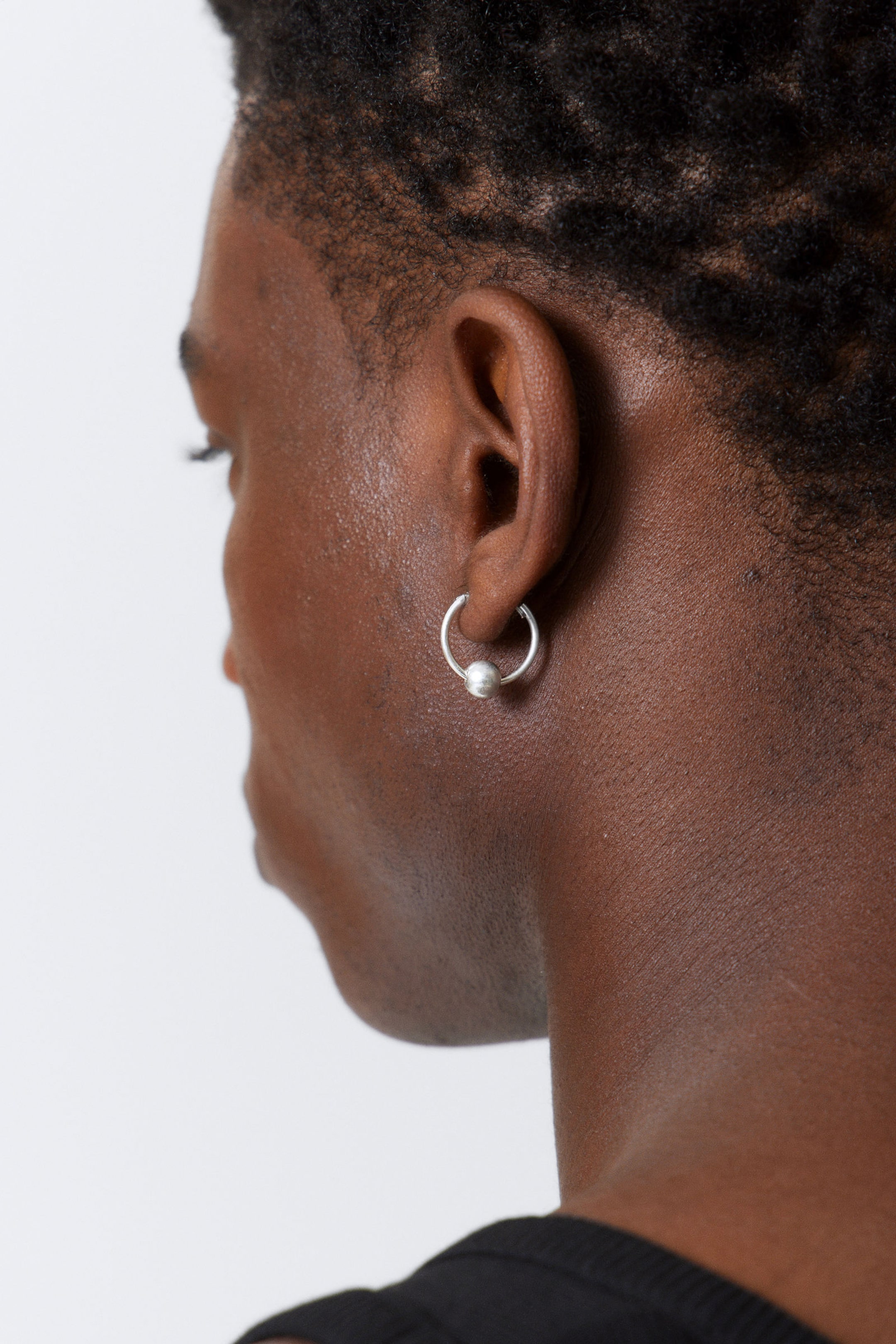 Silver - Silver-Plated Beaded Hoop Earrings - 1