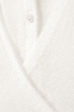 Blanc - Cardigan boutonné effet portefeuille en laine mélangée - 4