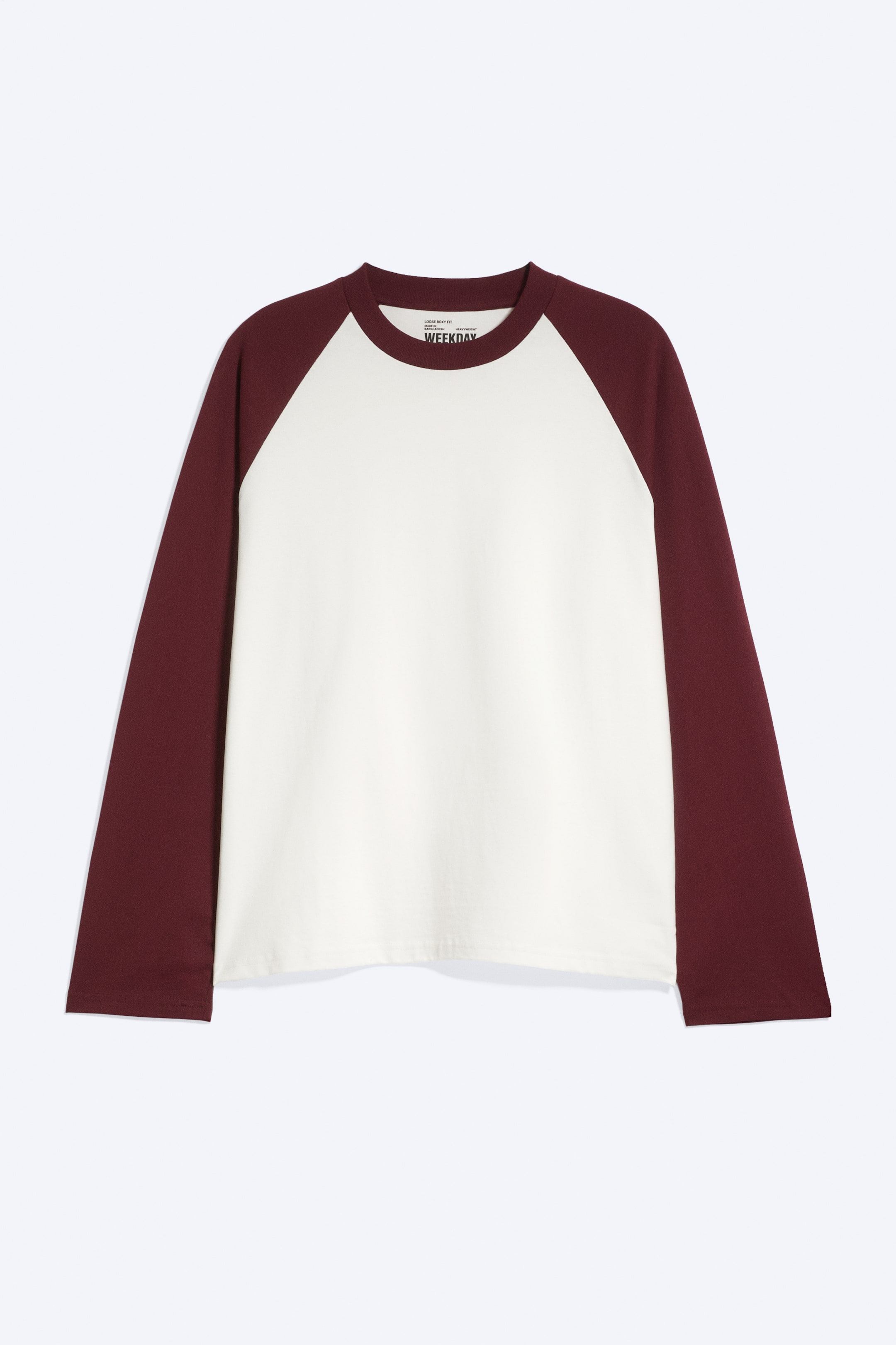 View larger image: Loose Boxy Raglan-Sleeved T-shirt - White & Burgundy - Men | H&M GB 1