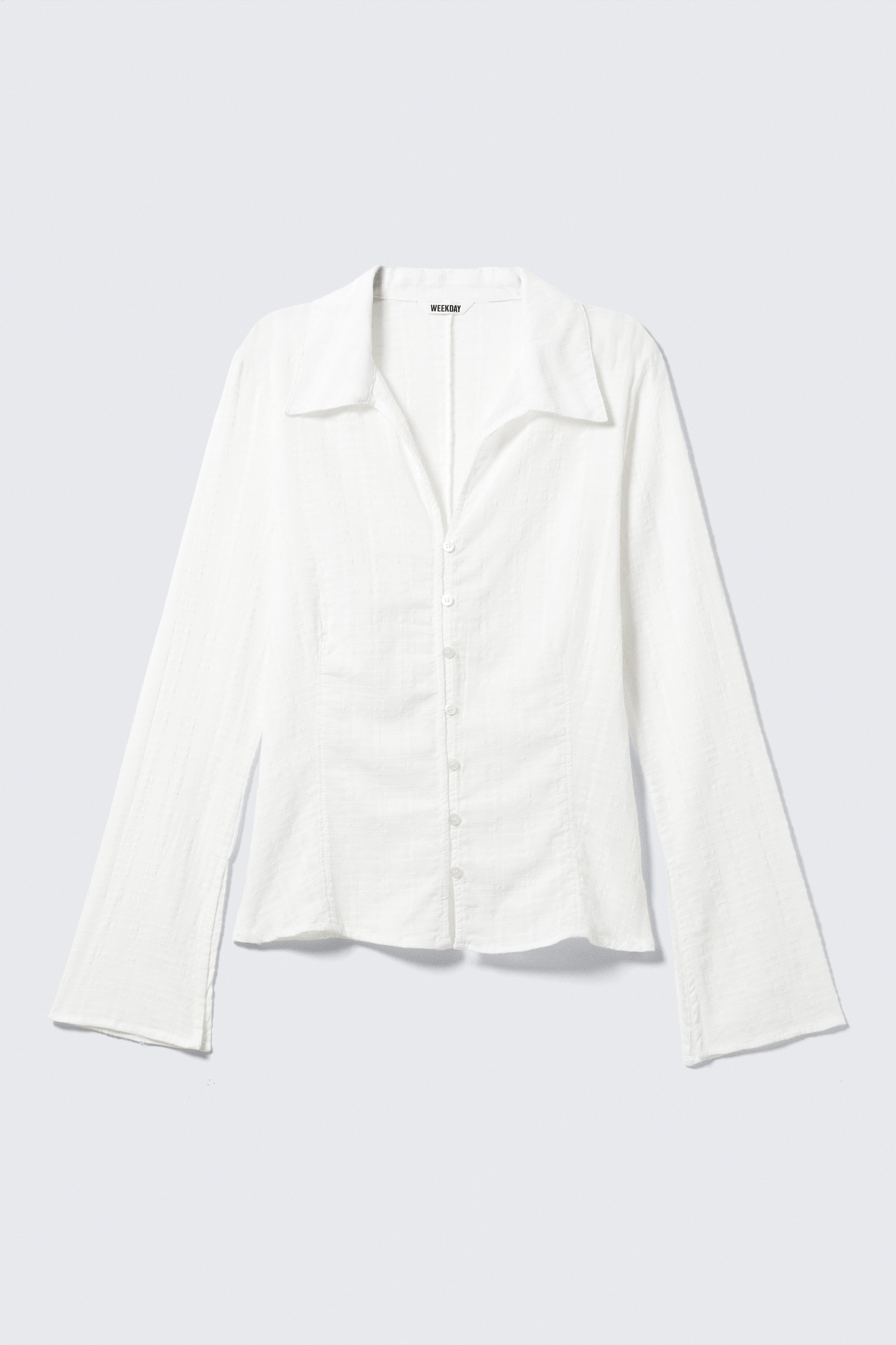 Bluzka o strukturalnej powierzchni Slim Fit - Biały