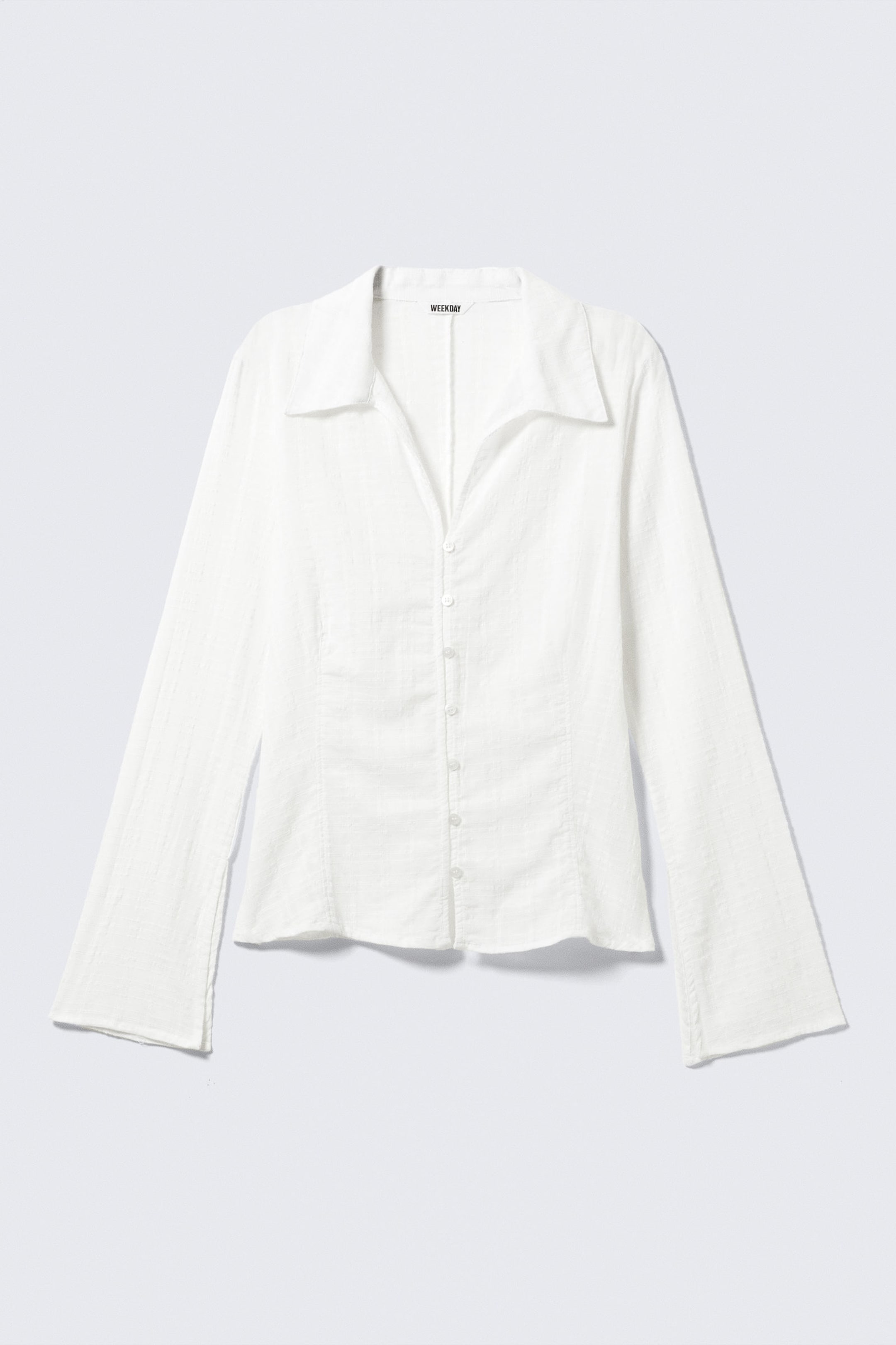 Weiß - Strukturierte Bluse mit schmaler Passform - 1