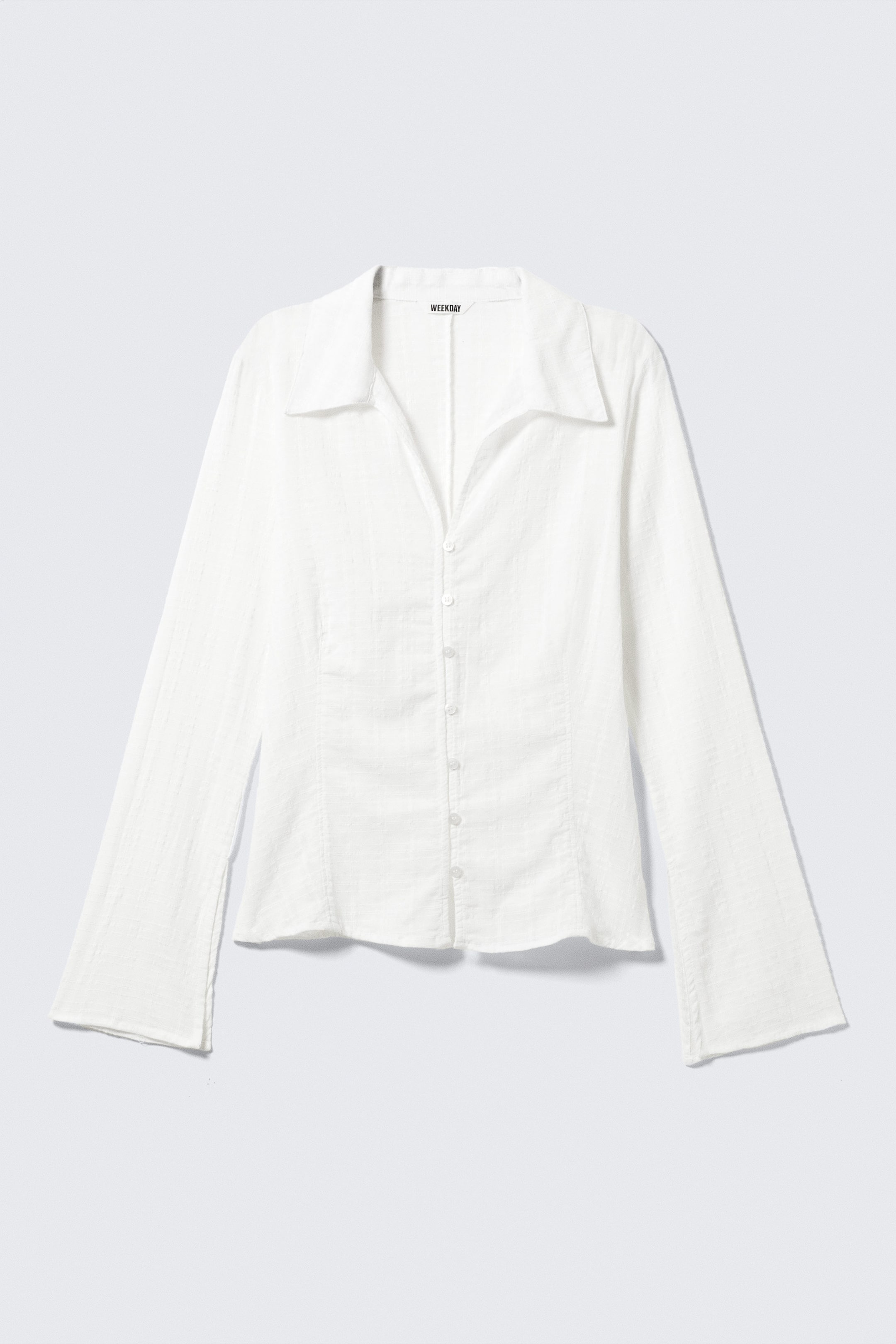 Vit - Smal passform texturerad blus - 1