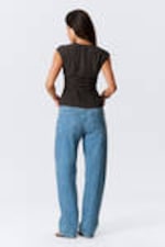 Dark Brown - Sleeveless Crinkle Top - 3
