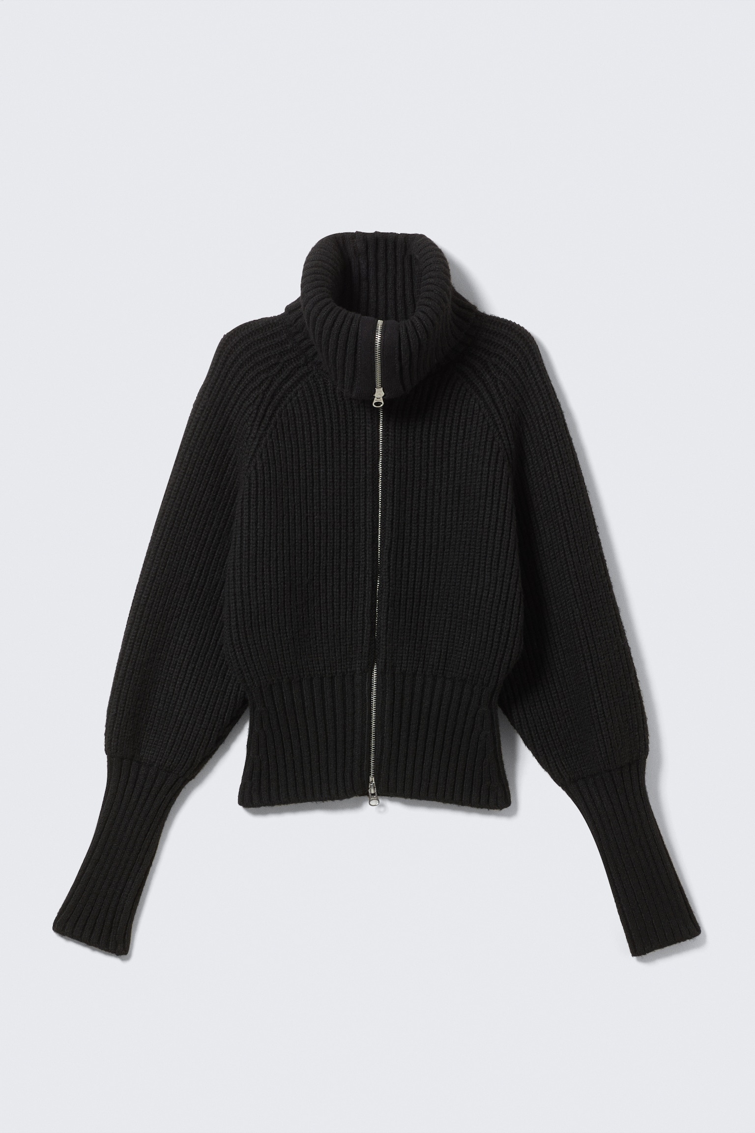 Cardigan zippé côtelé ajusté - Noir/Bleu foncé - 2