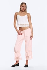 Weiß - Cropped Camisole mit Spitzenbesatz - 1