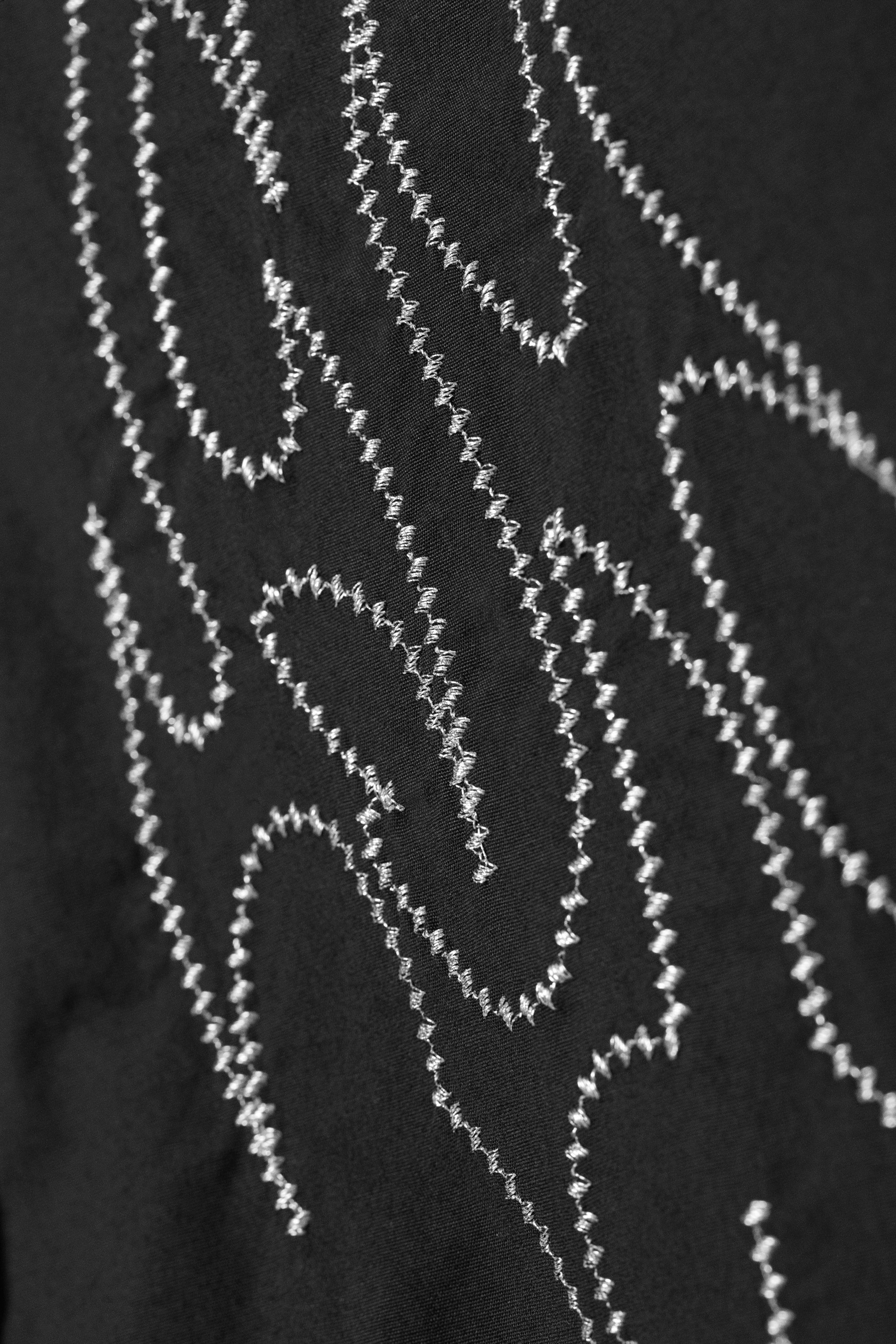 Embroidered Black - Loose Embroidered Cotton Shirt - 6