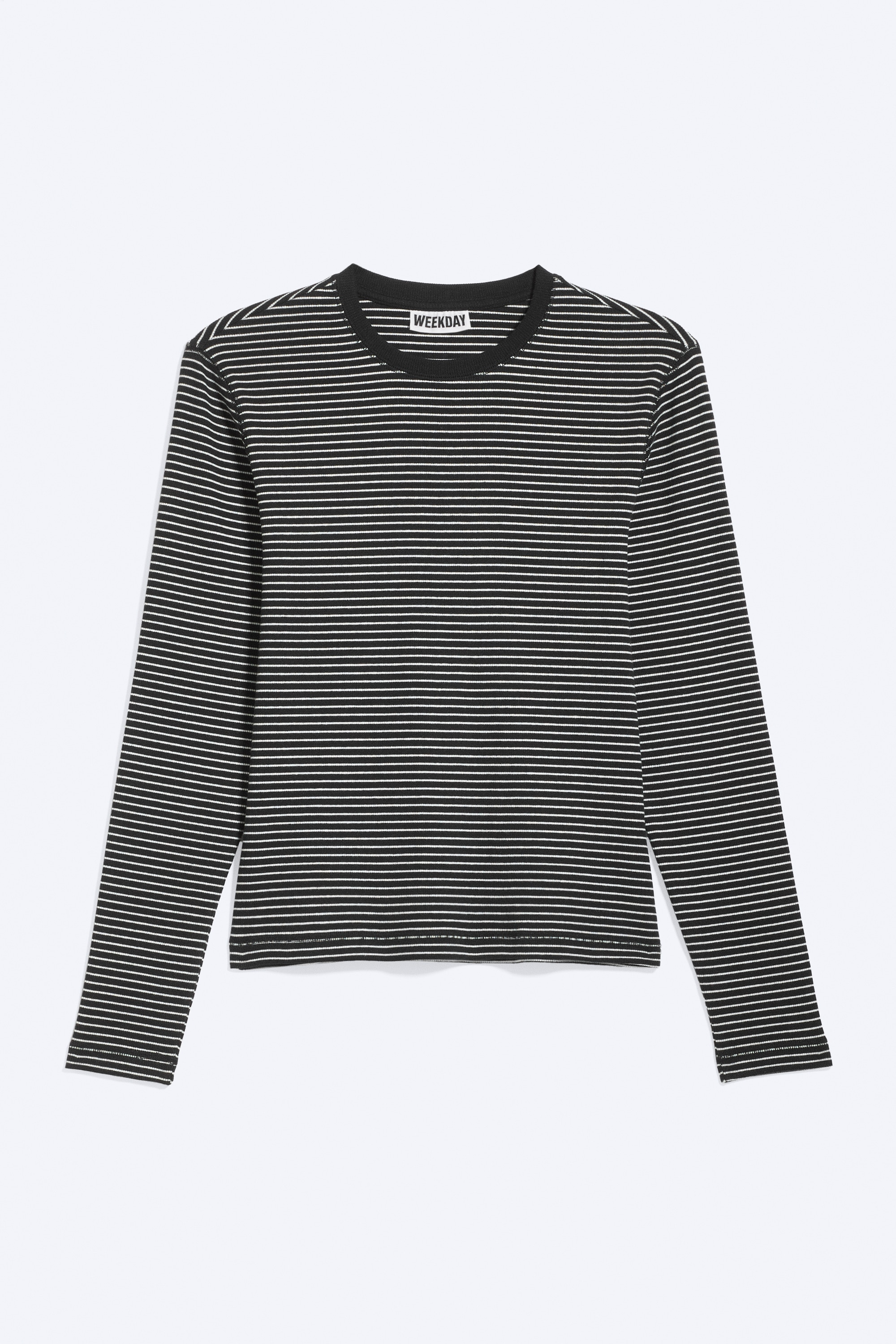 Ribbed Long-Sleeved T-shirt - Striped Black/Washed Dark Blue/Dusty White/Washed Black