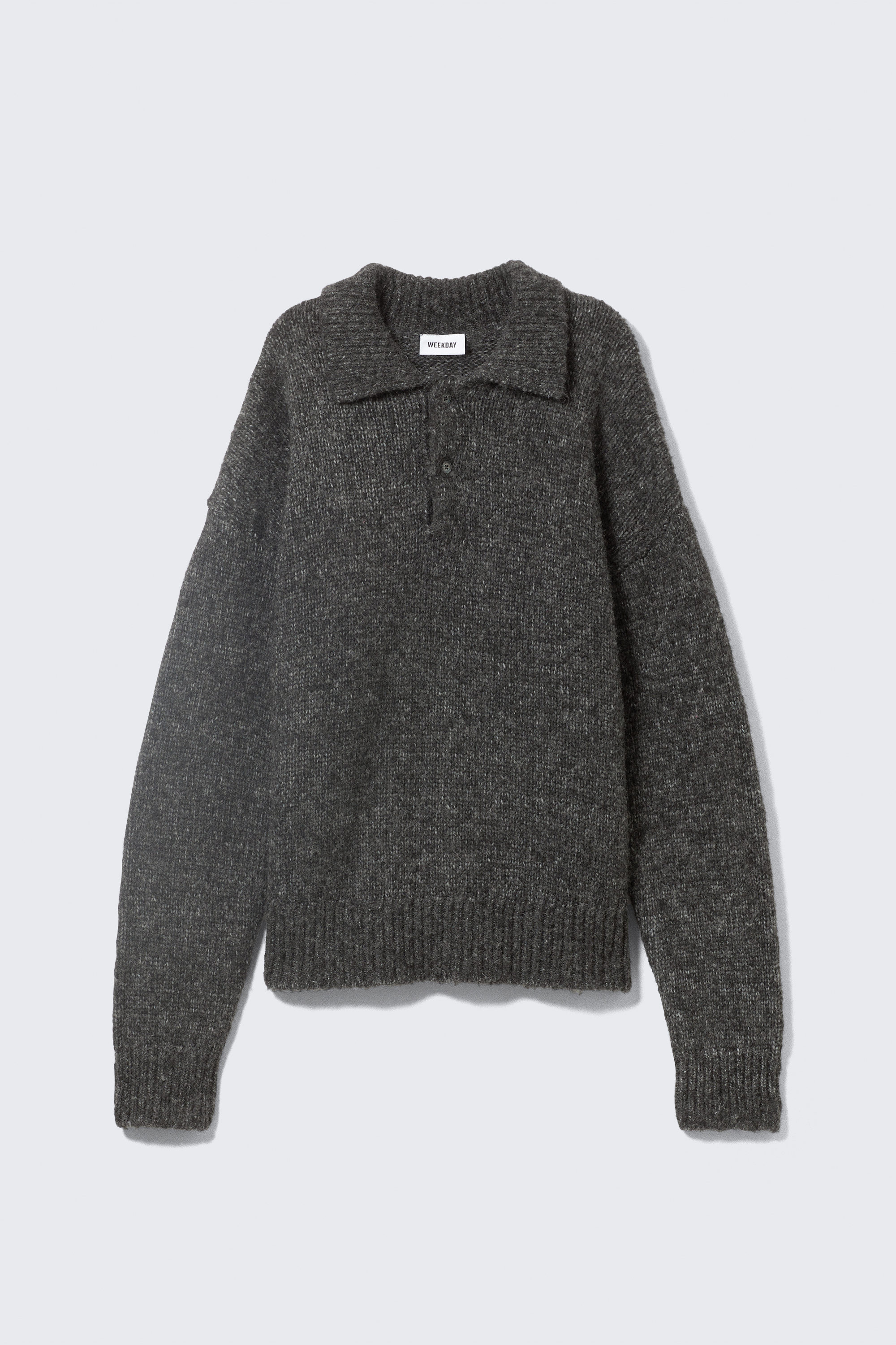 Dark Grey - Bobby Relaxed Knitted Polo Sweater - 3