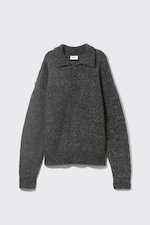 Dark Grey - Bobby Relaxed Knitted Polo Sweater - 0