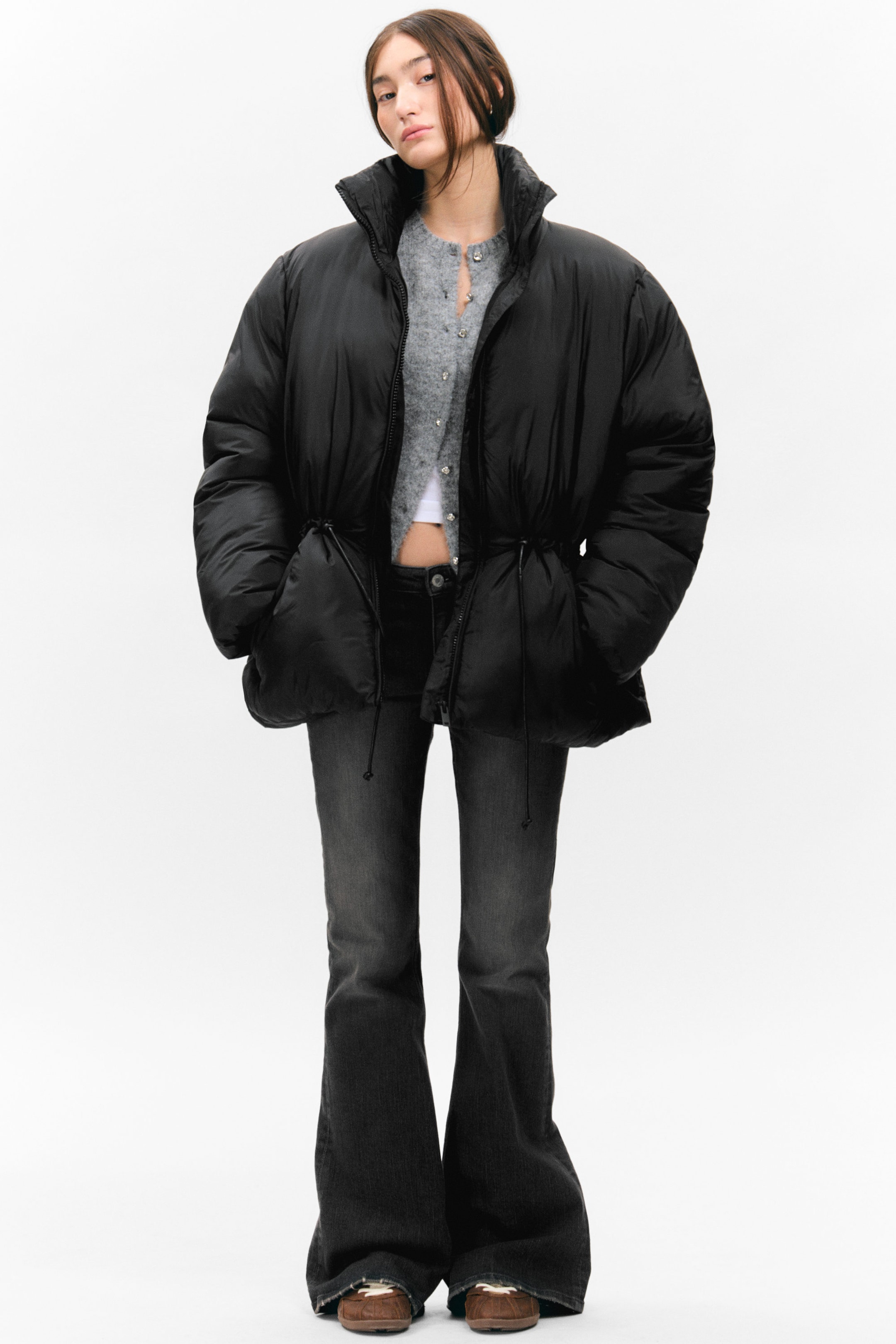 Black - Oversized Puffer Jacket - 1