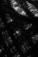 Black - Knitted Wool Blend Poncho - 1