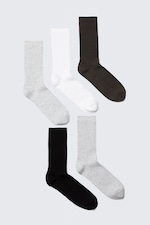 Black White & Grey - 5-pack Rib Socks - 0