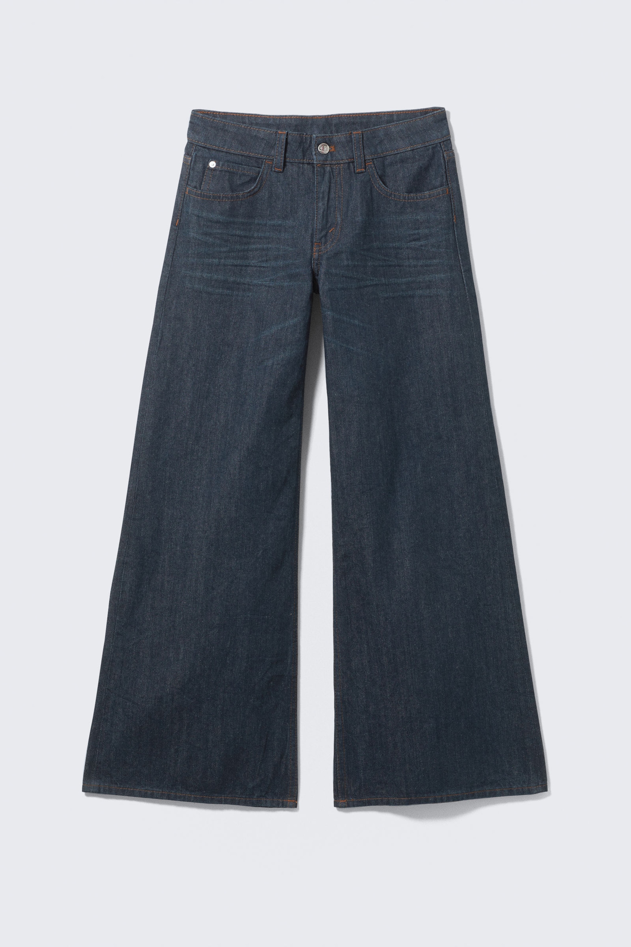 Blue Rinse - Dark Blue - Poser Regular Waist Loose Wide Jeans - 1