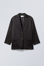 Zwart - Satijnen blazer Luna - 0